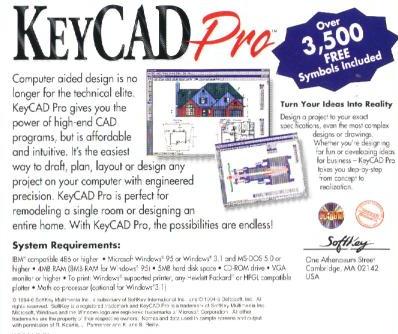 KeyCAD Pro PC CD draft, plan, layout, design program  