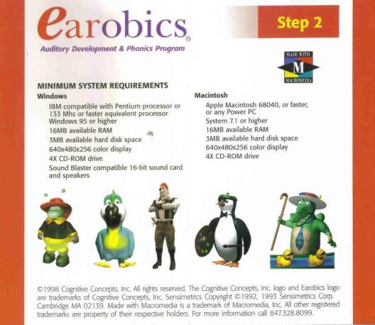 Earobics Step 2 PC CD speech language development tool